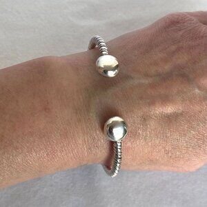 Sterling Silver 925 Oval Q-Ray Twisted Cuff Bracelet Size 7"